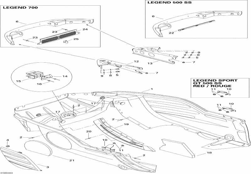 snowmobile Skidoo Legend 500 SS, 2004 - Bottom Pan