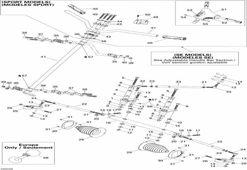 snowmobile Skidoo Legend 800 SDI, 2004  - Steering System