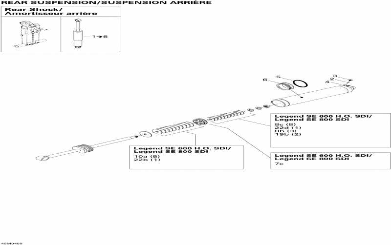 BRP SkiDoo ����������� Legend 800 SDI, 2004 - Rear Take Apart Shocks