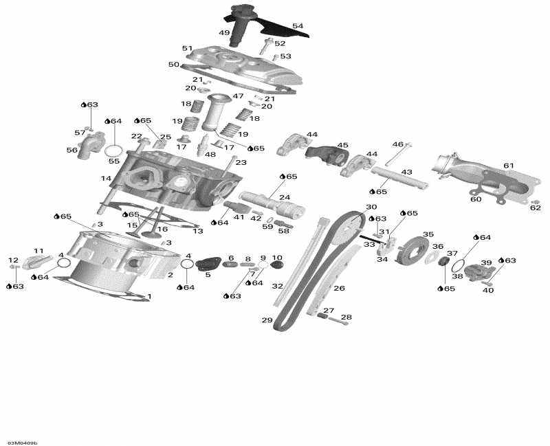 snowmobile Skidoo Legend V-1000, 2004 - Cylinder And Cylinder Head Rear Side