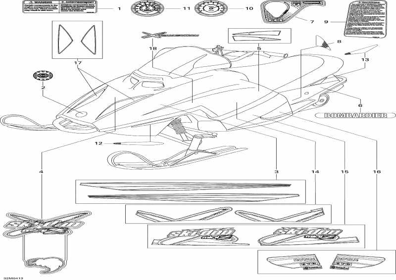 snowmobile Ski-doo Mini Z, 2004  - Decals