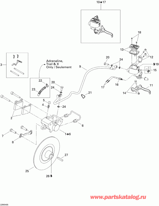 snowmobile ski-doo MX Z 500SS Trail/Adrenaline, 2004 - Hydraulic Brake