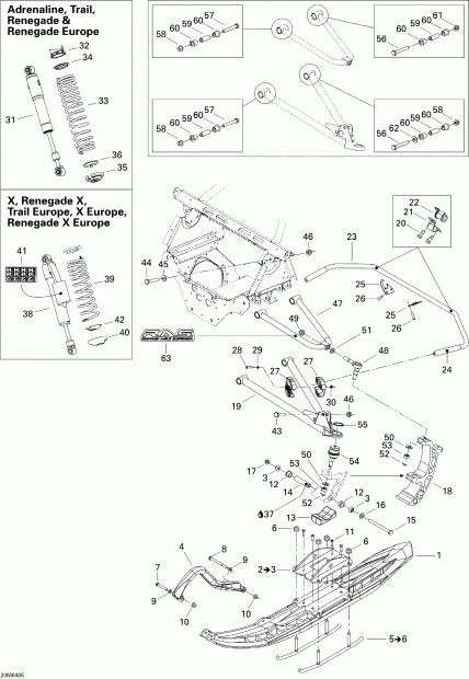  ski-doo  MX Z 500SS Trail/Adrenaline, 2004 - Front Suspension And Ski