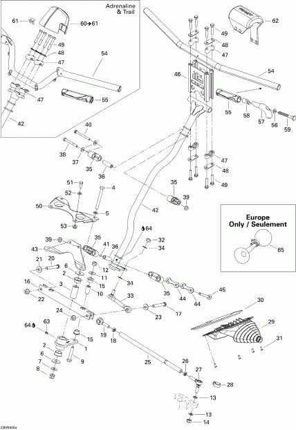 snowmobile Skidoo MX Z 500SS Trail/Adrenaline, 2004  - Steering System