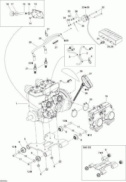    MX Z 600 HO Renegade/Renegade X, 2004 - Engine Assembly And Support