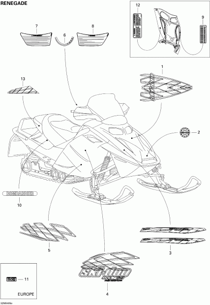  Ski-doo MX Z 600 HO Renegade/Renegade X, 2004  - Decals (renegade)