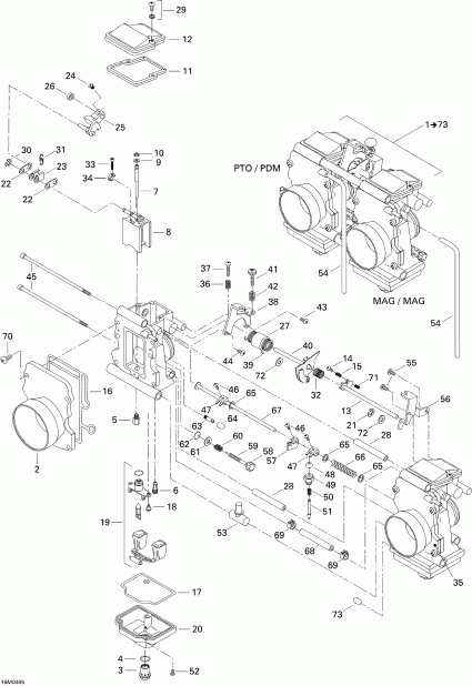 snowmobile BRP SkiDoo  MX Z 600 HO Trail/Adrenaline/X, 2004 - Carburetors (600 Ho)