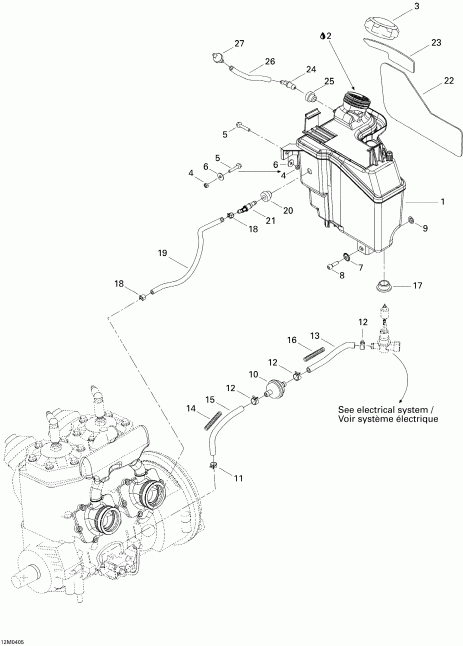 snowmobile Skidoo MX Z 600 HO Trail/Adrenaline/X, 2004  - Oil Tank