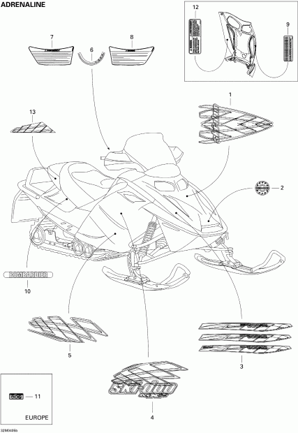 Skidoo MX Z 600 HO Trail/Adrenaline/X, 2004  - Decals (adrenaline)