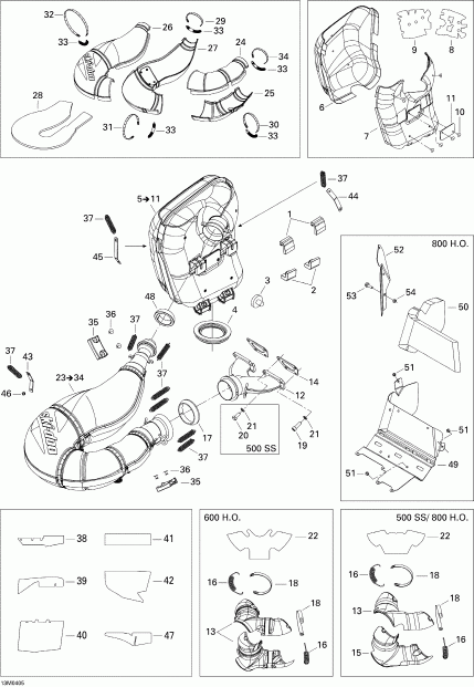  Ski Doo MX Z 800 HO Adrenaline/X, 2004  - Exhaust System