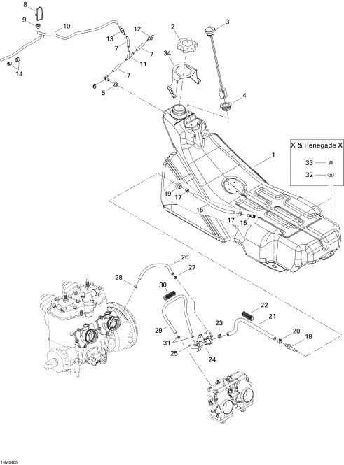 snowmobile BRP MX Z 800 HO Adrenaline/X, 2004  - Fuel System