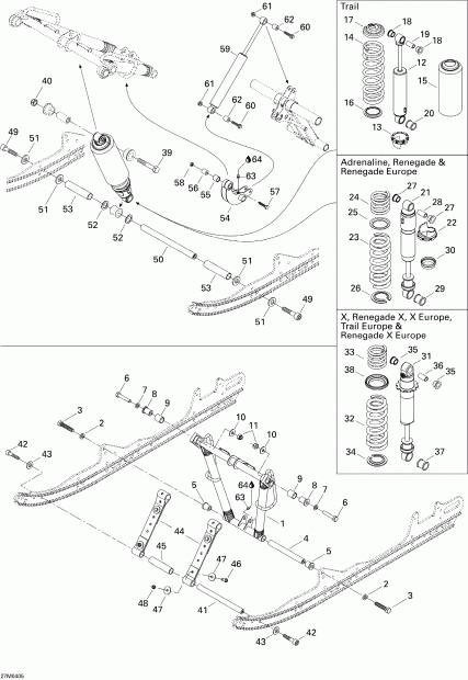 snowmobile Ski-doo MX Z 800 HO Adrenaline/X, 2004 - Front Arm