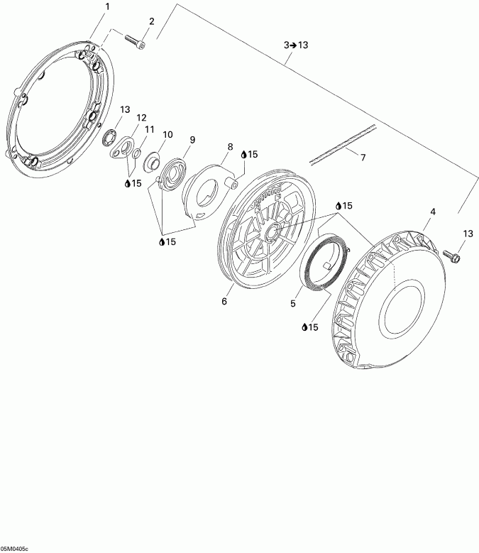 Ski-doo  MX Z 800 HO Renegade/Renegade X, 2004 - Rewind Starter (793 Ho)