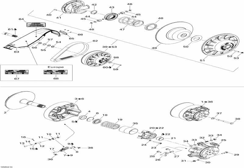 snowmobile Ski Doo MX Z X 440 Racing, 2004  - Pulley System