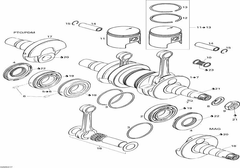  SKIDOO Skandic LT 440F, 2004  - Crankshaft And Pistons