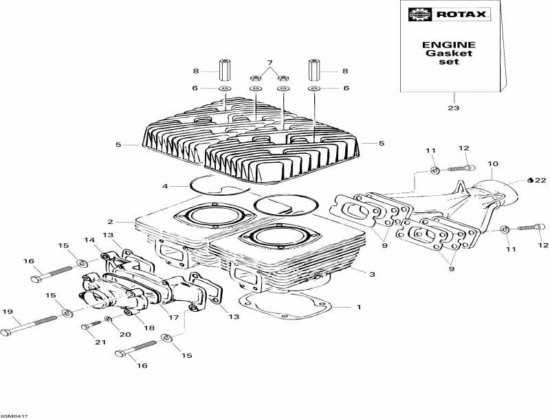 snowmobile Skidoo Skandic LT 440F, 2004  - Cylinder, Exhaust Manifold