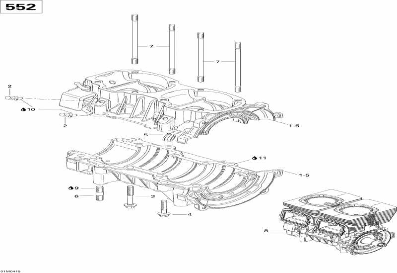  Skidoo Skandic SUV 550F, 2004  - Crankcase (552)