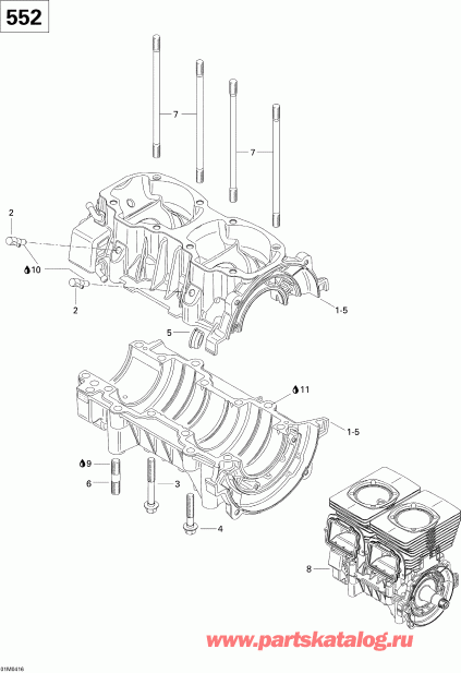 SKIDOO Skandic WT/SWT 550F , 2004 - Crankcase (552)