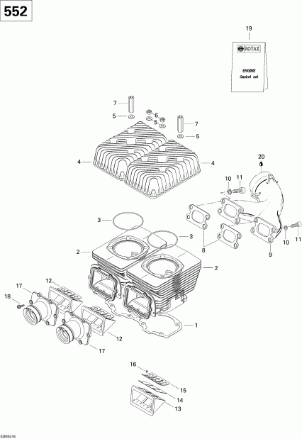  ski-doo Skandic WT/SWT 550F , 2004 - Cylinder, Exhaust Manifold (552)