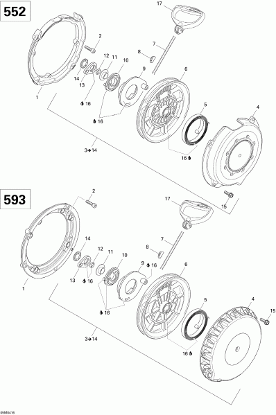  Ski-doo Skandic WT/SWT 550F , 2004  - Rewind Starter