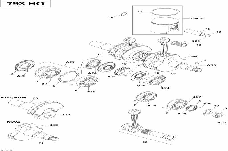  Summit 800 HO, 2004 - Crankshaft And Pistons (793 Ho)