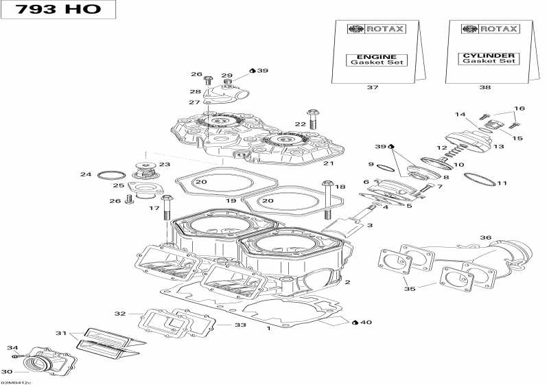 snowmobile SKIDOO ����������� Summit 800 HO, 2004 - Cylinder, Exhaust Manifold, Reed Valve (793 Ho)