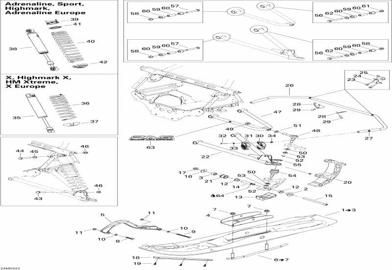 snowmobile Skidoo Summit 800 HO, 2004  - Front Suspension