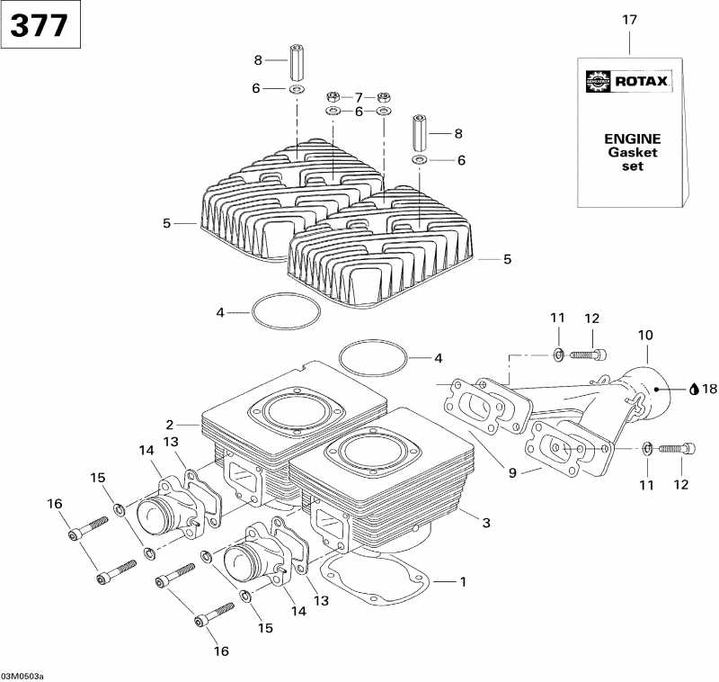  GTX 380F, 2005 - Cylinder And Exhaust Manifold 377