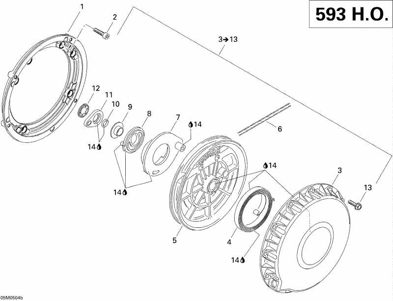 SkiDoo GTX 600 HO, 2005 - Rewind Starter 593ho
