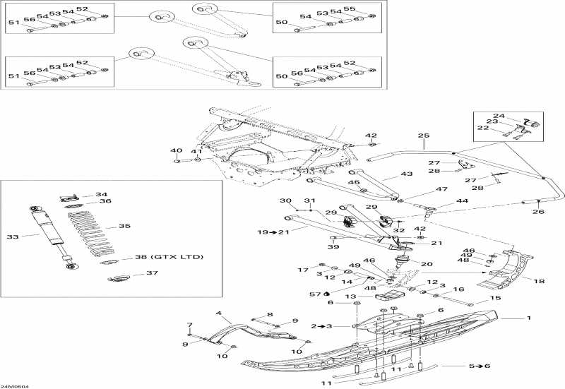 snowmobile Skidoo GTX 800 HO, 2005 - Front Suspension And Ski