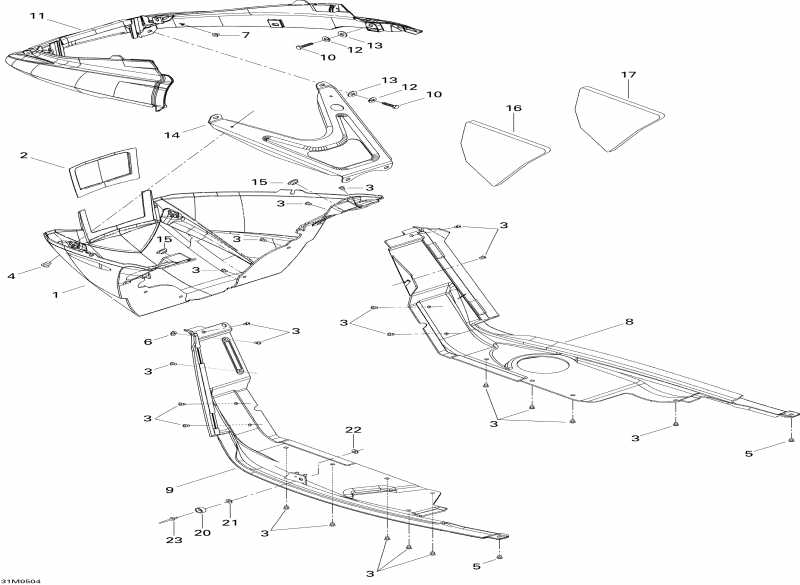 snowmobile Ski Doo GTX 800 HO, 2005 - Bottom Pan