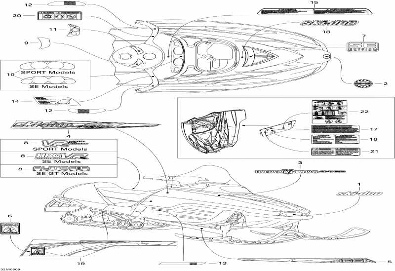 snowmobile Skidoo Legend V-1000, 2005  - Decals