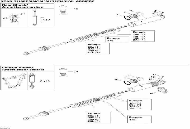 snowmobile  Mach Z 1000 SDI, 2005  - Take Apart Shock, Rear