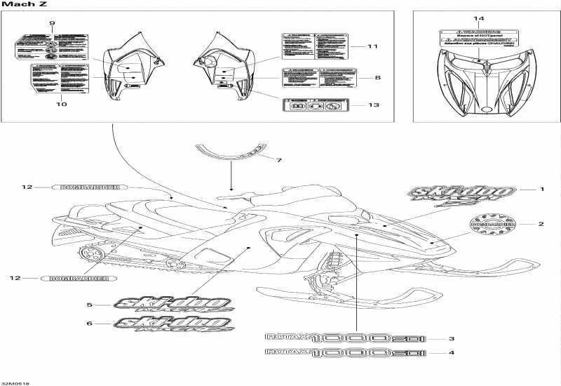 snowmobile  Mach Z 1000 SDI, 2005 - Decals