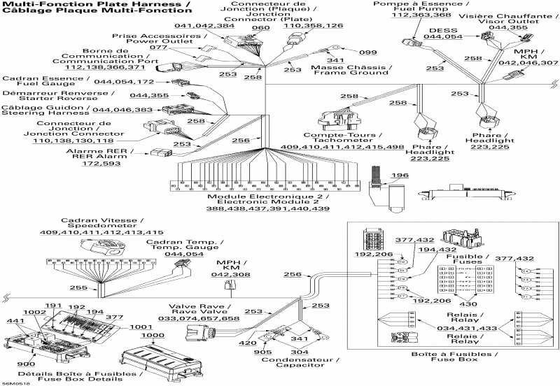 snowmobile Ski-doo Mach Z 1000 SDI, 2005 - Multi Function Plate Harness