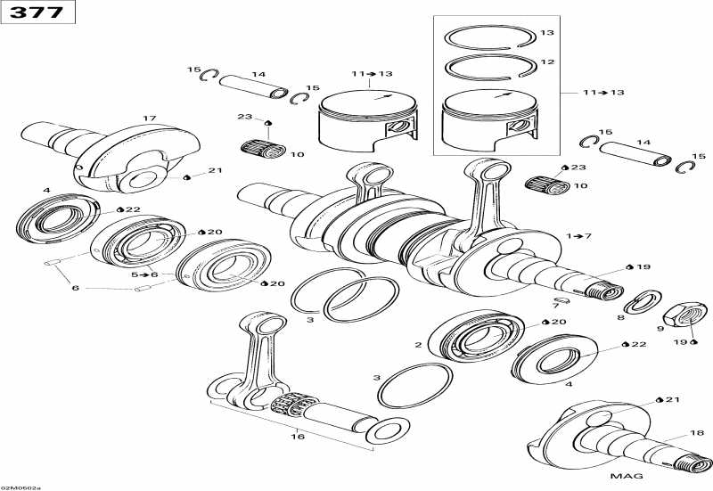  Skidoo MX Z 380F, 2005 - Crankshaft And Pistons 377