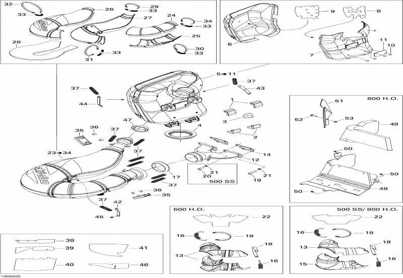 snowmobile  MX Z 500SS Trail & Adrenaline, 2005  - Exhaust System