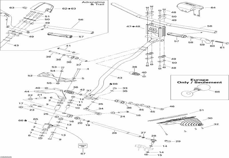 Skidoo MX Z 500SS Trail & Adrenaline, 2005 - Steering System