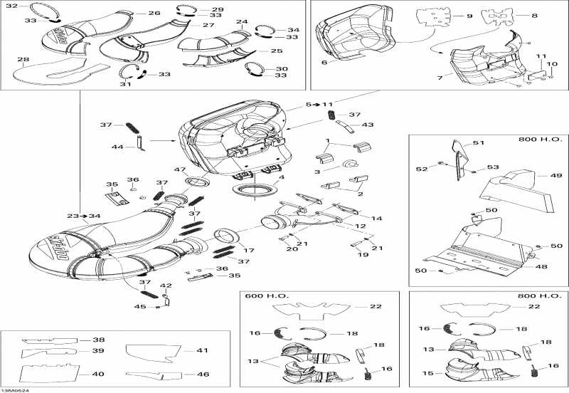 snowmobile  MX Z 600 HO Renegade, 2005  - Exhaust System