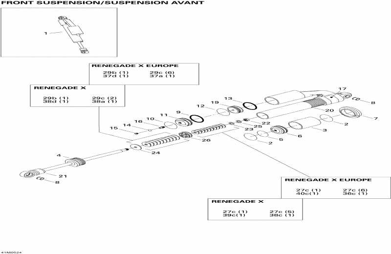 snowmobile Ski Doo ������ MX Z 600 HO Renegade, 2005 - Take Apart Shock, Front
