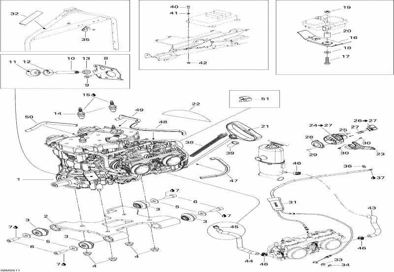  Ski Doo MX Z 600 HO SDI Adrenaline & X, 2005  - Engine And Engine Support