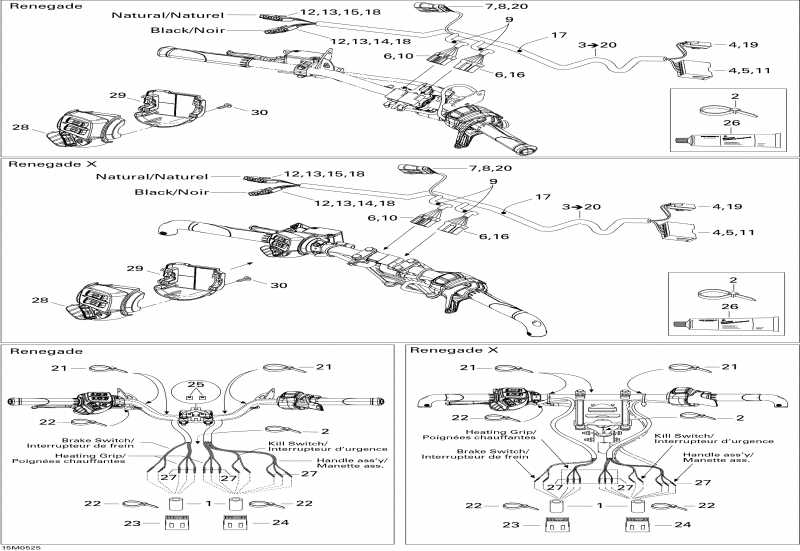 snowmobile SkiDoo MX Z 600 HO SDI Renegade & Renegade X, 2005  - Steering Wiring Harness