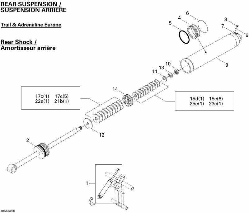   MX Z 600 HO Trail & Adrenaline & X, 2005 - Take Apart Shock, Rear Trail, Adrenaline Europe