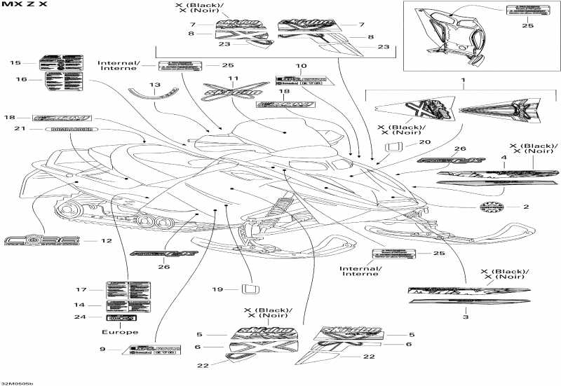 �������� ski-doo MX Z 600 HO Trail & Adrenaline & X, 2005 - Decals (x)