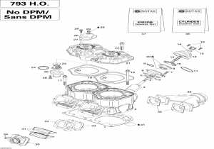 01- ,      793ho No Pdm (01- Cylinder, Exhaust Manifold And Reed Valve 793ho No Pdm)