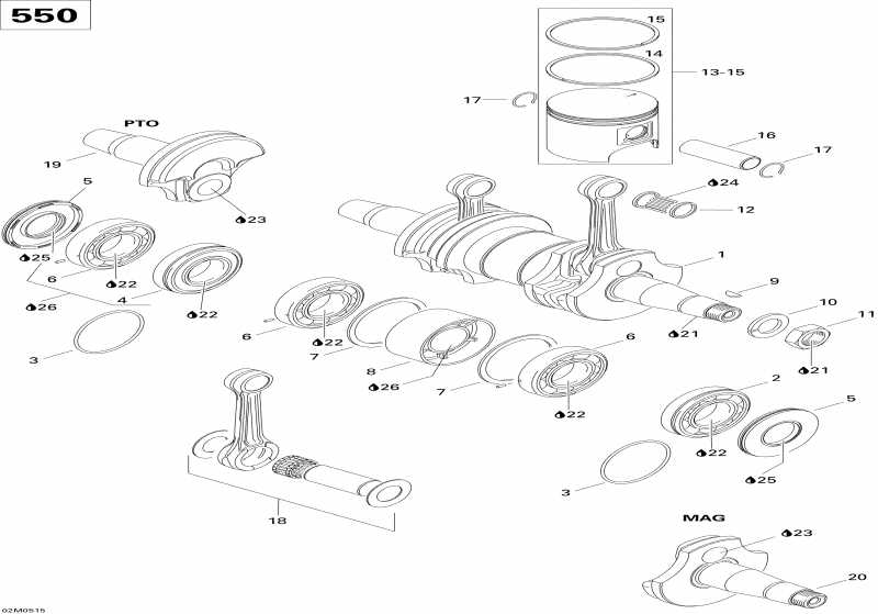 Skidoo  Skandic SUV 550F, 2005 - Crankshaft And Pistons 550