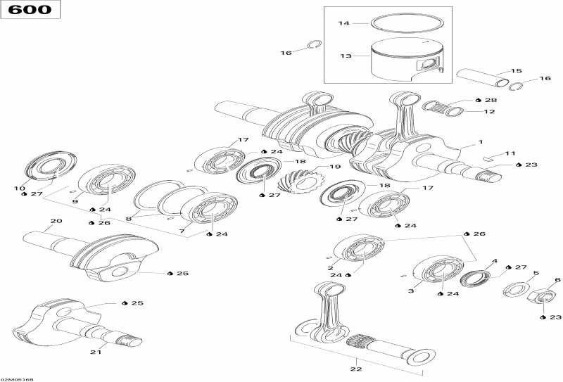 ��������  Skandic WT 600, 2005 - Crankshaft And Pistons 600
