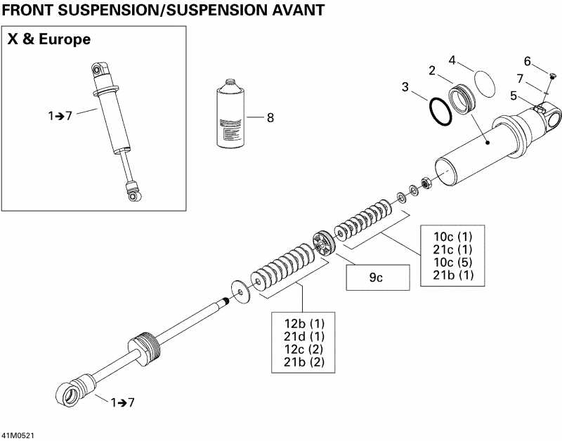 ��������  Summit 1000 SDI, Highmark & Highmark X, 2005 ������ - Take Apart Shock, Front X & Europe