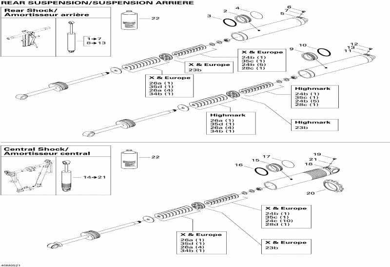  Skidoo Summit 1000 SDI, Highmark & Highmark X, 2005 - Take Apart Shock, Rear