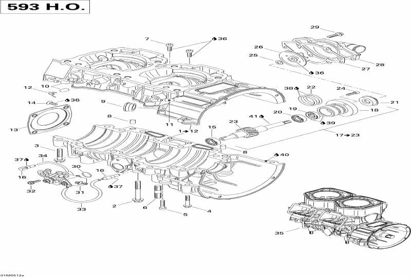  BRP Summit 600 HO, 2005 - Crankcase, Water Pump And Oil Pump (593ho)
